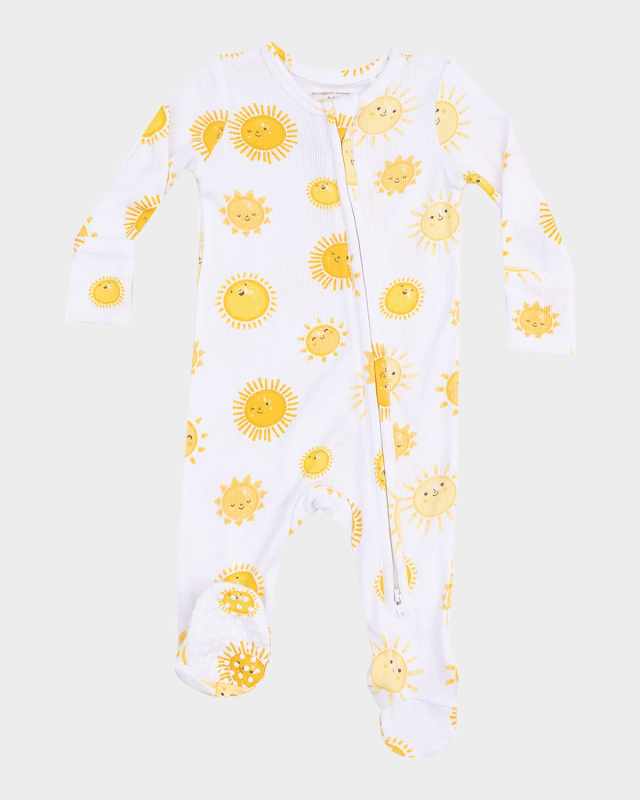 Boy's Happy Suns Printed Footie, Size Newborn-9